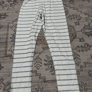 Girls Cynthia Rowley White and Silver Striped Leggings